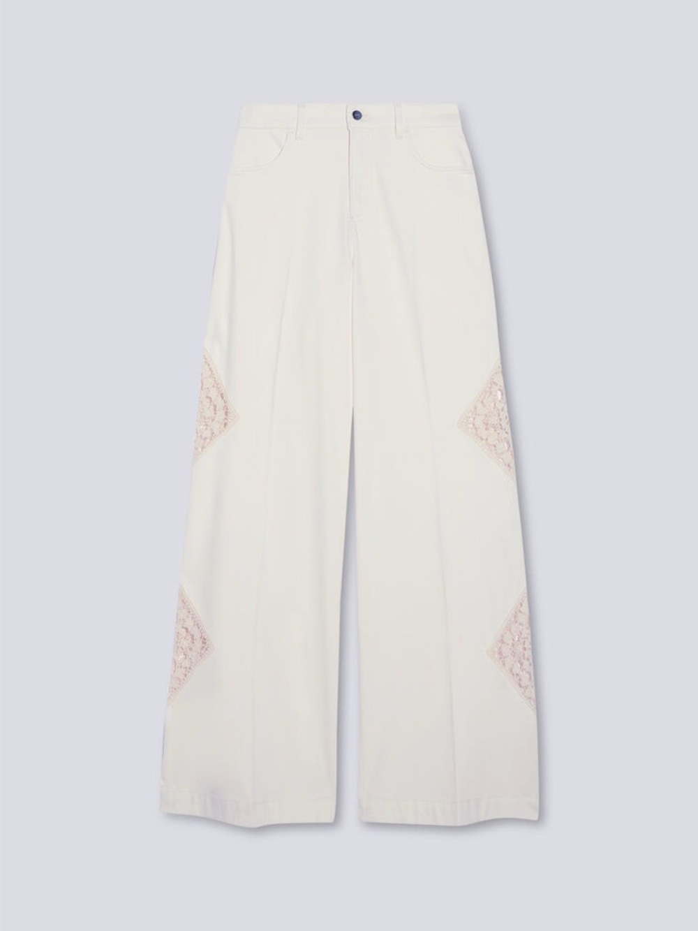 NWOT Liu Jo Better Denim Wide Leg Lace Insert Jeans Ivory Size 25 - Picture 2 of 16